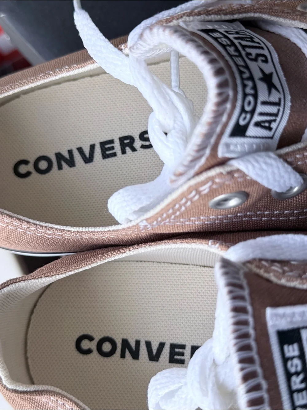 Converse Low Top Sneakers - Taupe Canvas with White Trim
